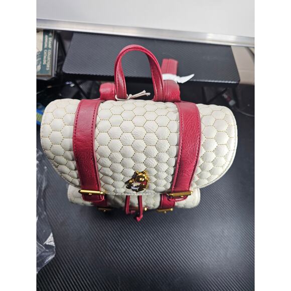 New Loungefly Disney Winnie the Pooh Honeycomb Pattern Buckle Strap Backpack - Picture 8 of 9